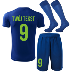 Strój piłkarski z nadrukiem - personalizowany - z własnym napisem i numerem - 3 częściowy
