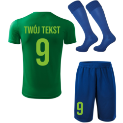 Strój piłkarski z nadrukiem - personalizowany - z własnym napisem i numerem - 3 częściowy