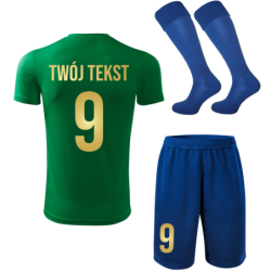 Strój piłkarski z nadrukiem - personalizowany - z własnym napisem i numerem - 3 częściowy