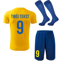 Strój piłkarski z nadrukiem - personalizowany - z własnym napisem i numerem - 3 częściowy