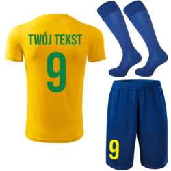 Strój piłkarski z nadrukiem - personalizowany - z własnym napisem i numerem - 3 częściowy