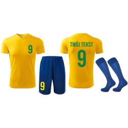 Strój piłkarski z nadrukiem - personalizowany - z własnym napisem i numerem - 3 częściowy