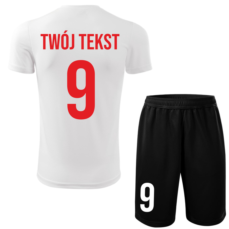 Strój piłkarski z nadrukiem - personalizowany - z własnym napisem i numerem - 2 częściowy