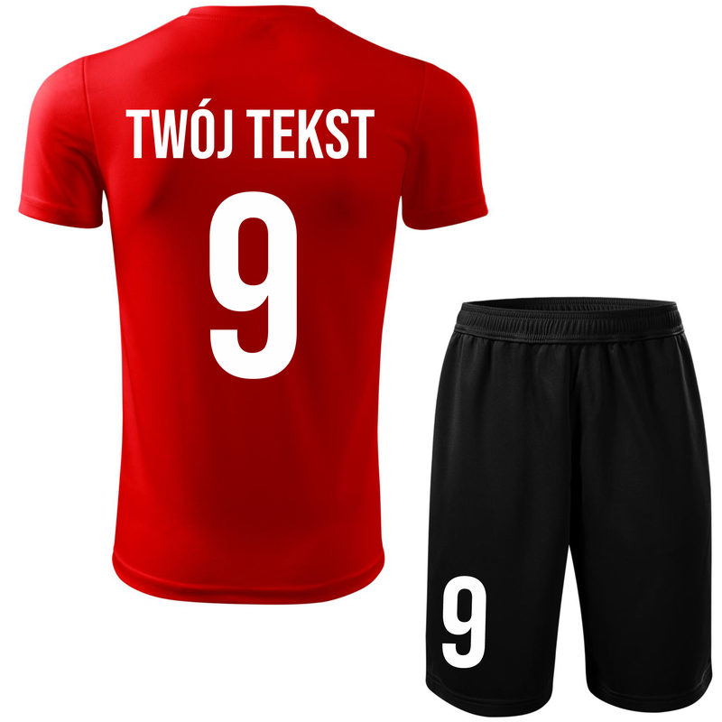 Strój piłkarski z nadrukiem - personalizowany - z własnym napisem i numerem - 2 częściowy