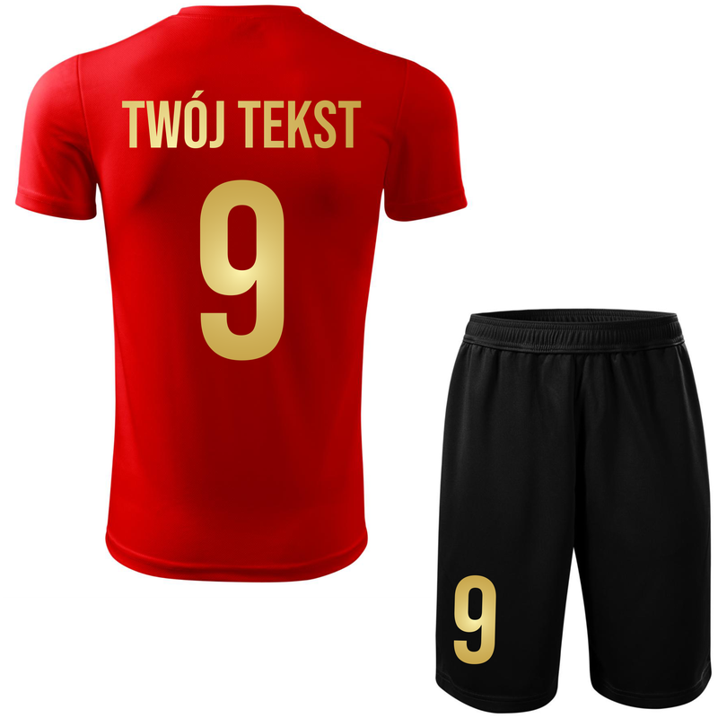 Strój piłkarski z nadrukiem - personalizowany - z własnym napisem i numerem - 2 częściowy