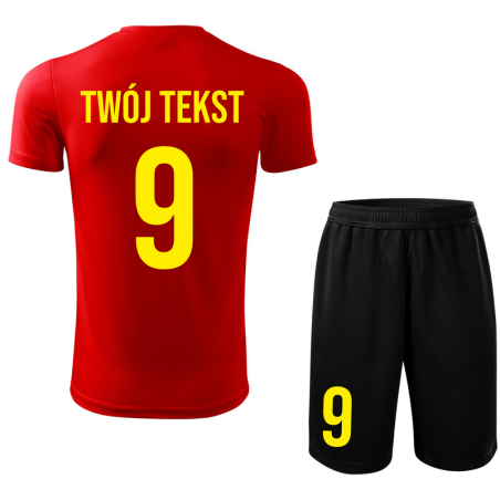 Strój piłkarski z nadrukiem - personalizowany - z własnym napisem i numerem - 2 częściowy