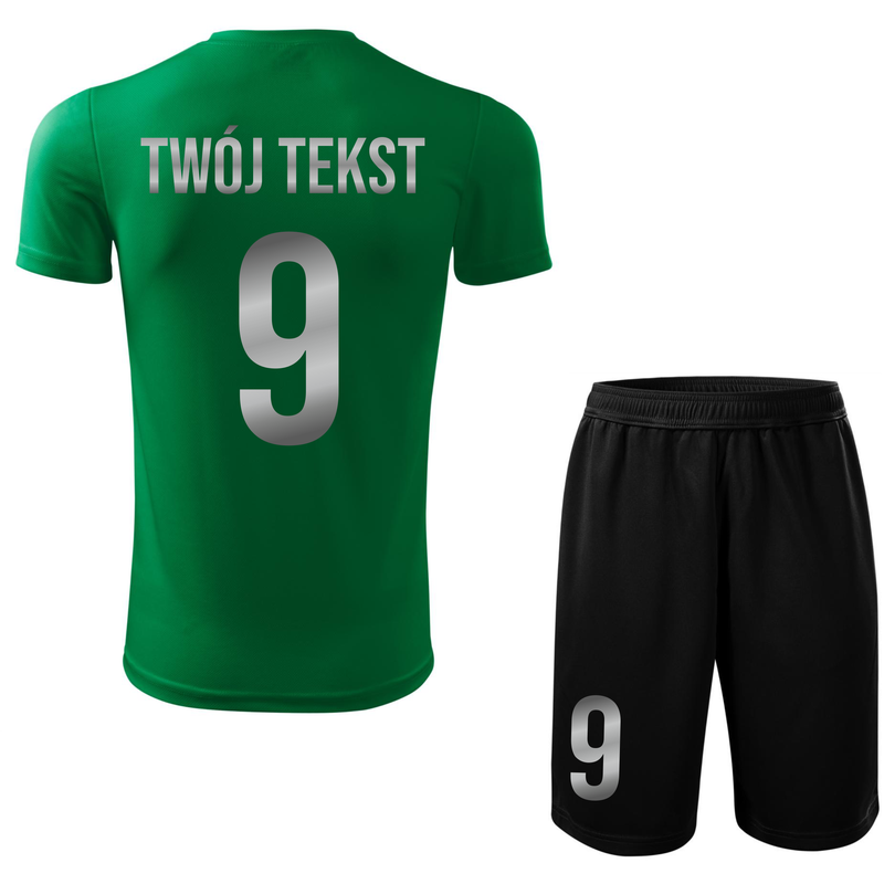 Strój piłkarski z nadrukiem - personalizowany - z własnym napisem i numerem - 2 częściowy