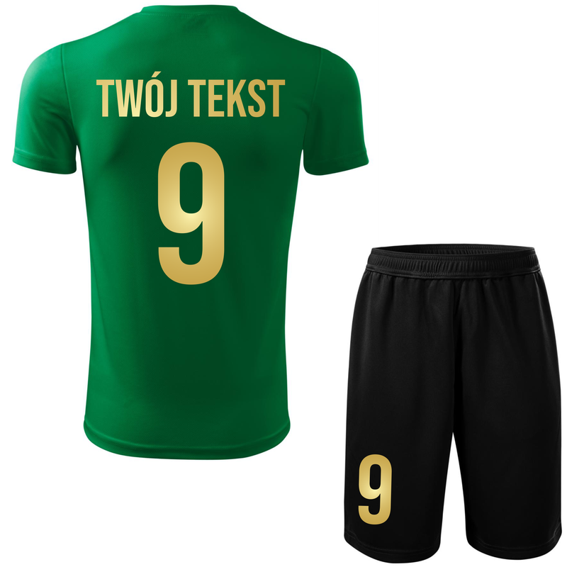 Strój piłkarski z nadrukiem - personalizowany - z własnym napisem i numerem - 2 częściowy