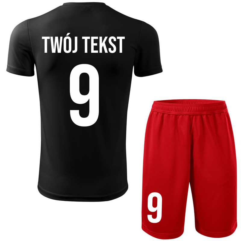 Strój piłkarski z nadrukiem - personalizowany - z własnym napisem i numerem - 2 częściowy