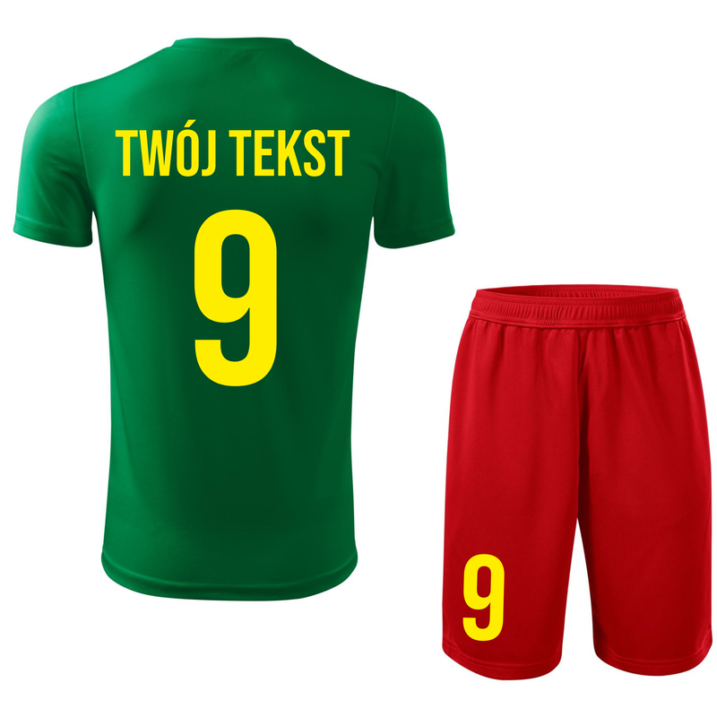 Strój piłkarski z nadrukiem - personalizowany - z własnym napisem i numerem - 2 częściowy