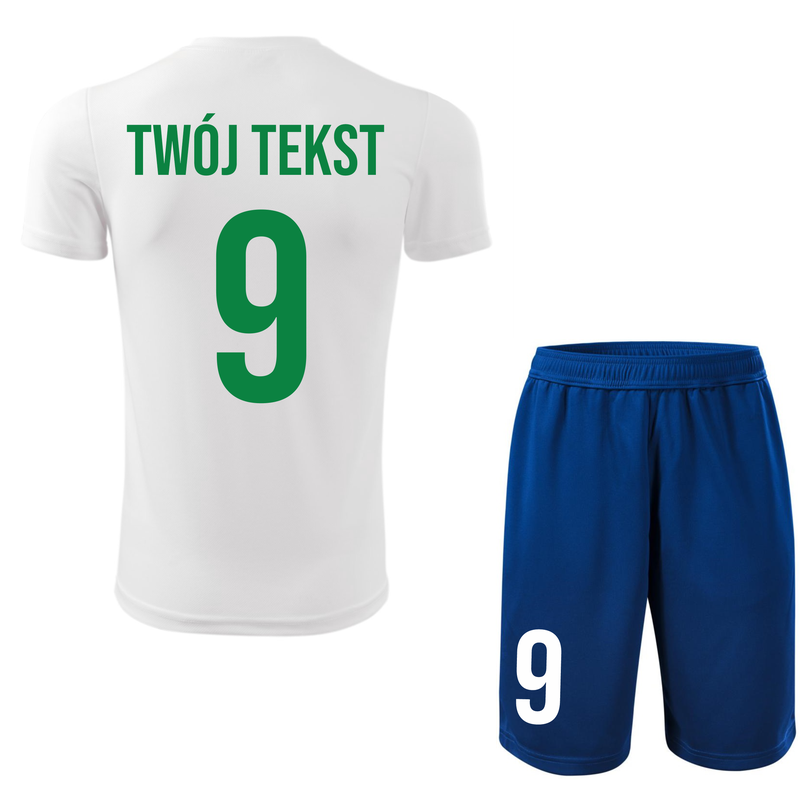 Strój piłkarski z nadrukiem - personalizowany - z własnym napisem i numerem - 2 częściowy