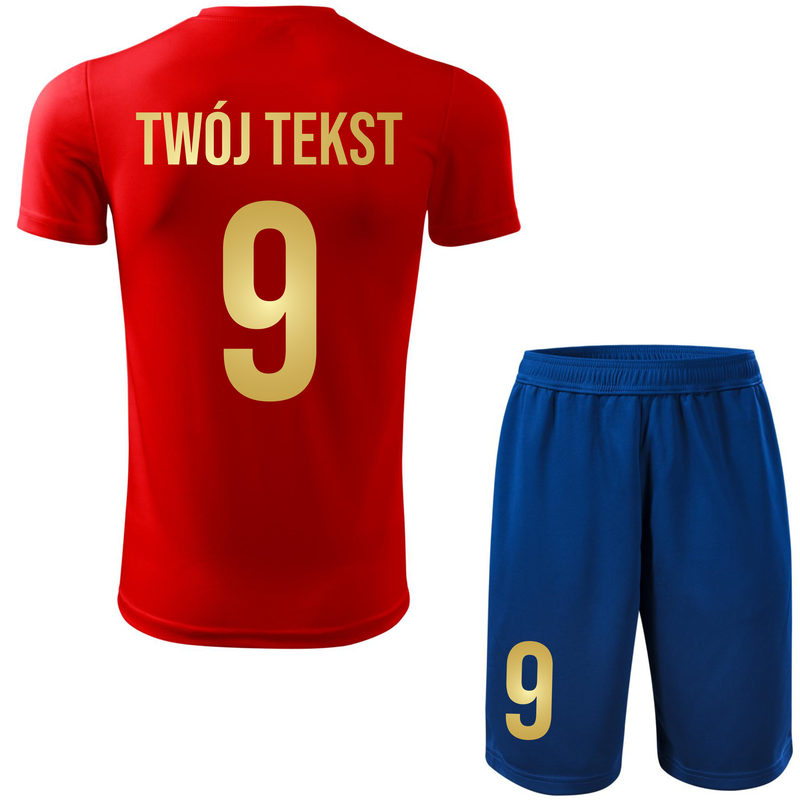 Strój piłkarski z nadrukiem - personalizowany - z własnym napisem i numerem - 2 częściowy