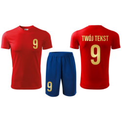 Strój piłkarski z nadrukiem - personalizowany - z własnym napisem i numerem - 2 częściowy