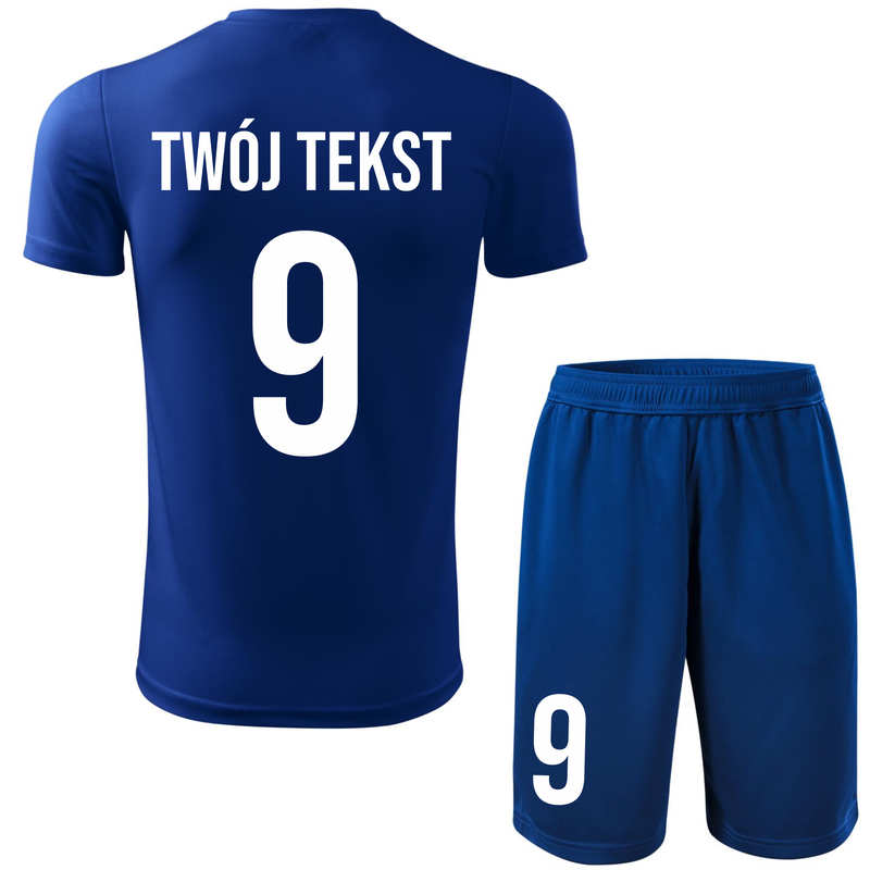 Strój piłkarski z nadrukiem - personalizowany - z własnym napisem i numerem - 2 częściowy
