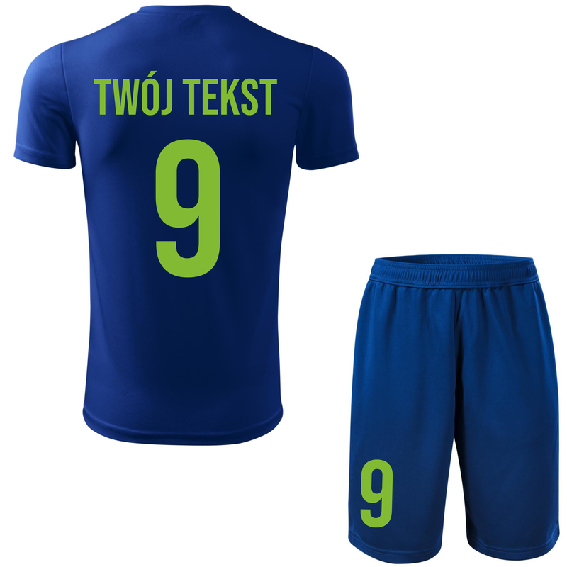 Strój piłkarski z nadrukiem - personalizowany - z własnym napisem i numerem - 2 częściowy
