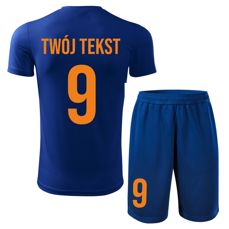 Strój piłkarski z nadrukiem - personalizowany - z własnym napisem i numerem - 2 częściowy
