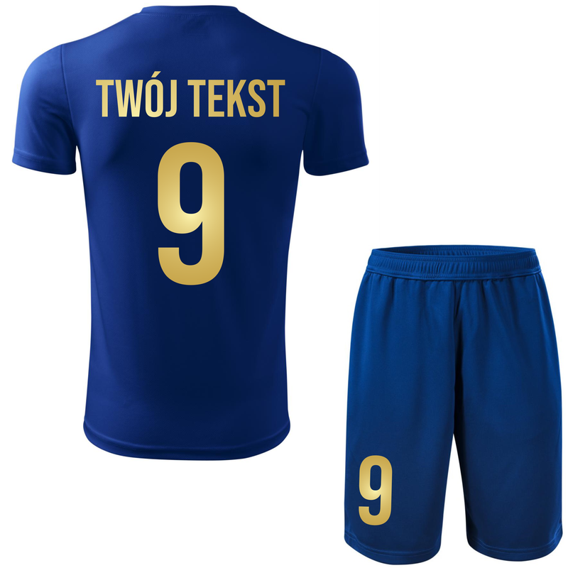 Strój piłkarski z nadrukiem - personalizowany - z własnym napisem i numerem - 2 częściowy