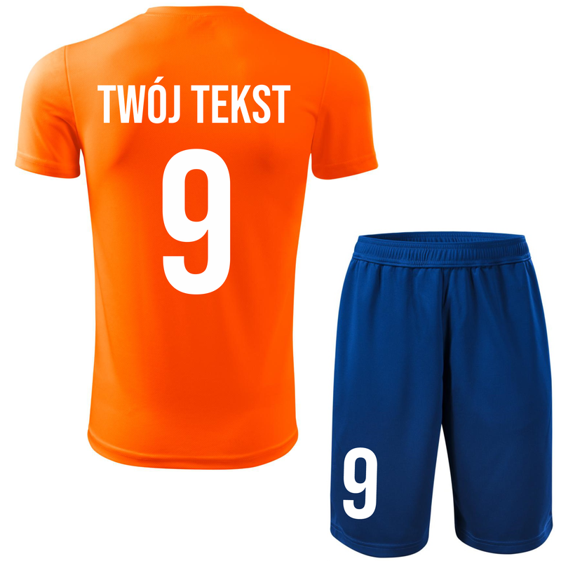 Strój piłkarski z nadrukiem - personalizowany - z własnym napisem i numerem - 2 częściowy