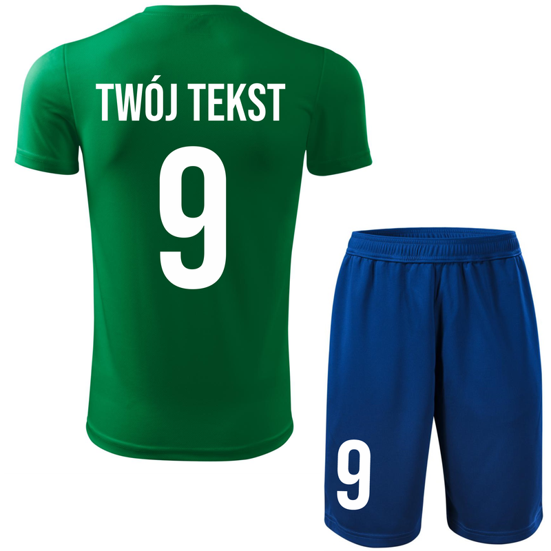 Strój piłkarski z nadrukiem - personalizowany - z własnym napisem i numerem - 2 częściowy